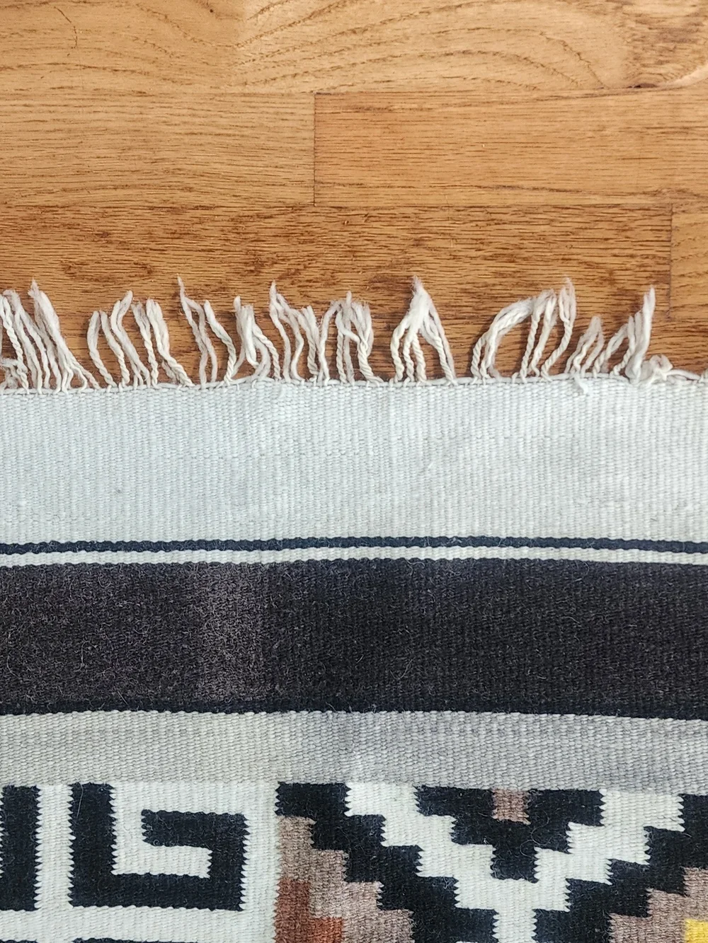 Woven Geometric Black & White Accent Throw Rug with Multicolor Accents 59